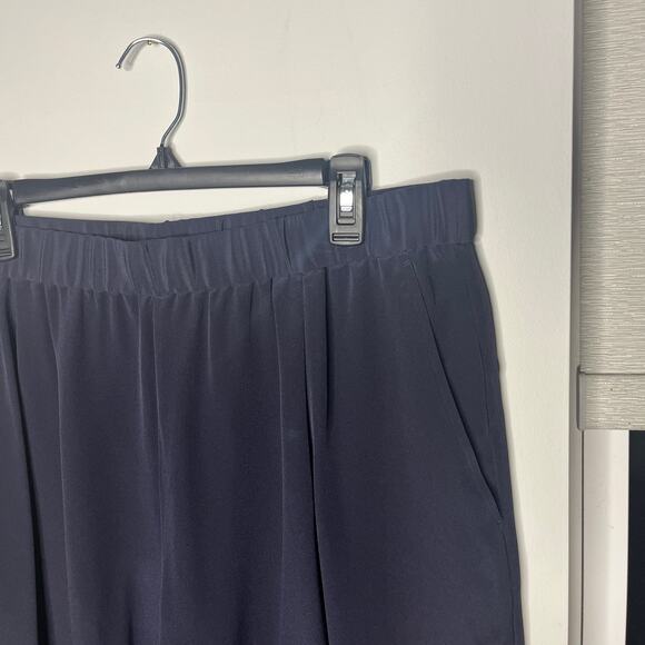 Eileen Fisher Women's Pants XL Navy Silk Wide Leg Crop Minimalist 24" Inseam - Picture 3 of 8